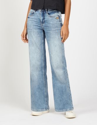 Gang Weite Jeans GANG 94AMELIE WIDE, Damen, Gr. 29, N-Gr, high, low bleach, Denim/Jeans, Obermaterial: 97% Baumwolle, 2% Elastomultiester, 1% Elasthan, wei