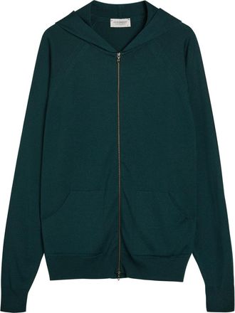 John Smedley Carty Hooded Merino Wool Sweatshirt - Dark Green - Xxl
