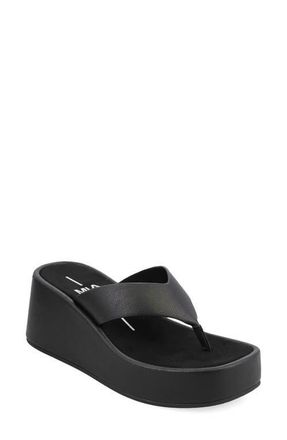 Mia Niccola Platform Wedge Flip Flop in Black at Nordstrom, Size 6.5