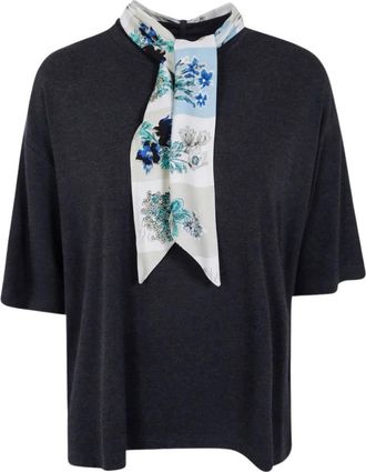 Paul Smith Katoenen T-shirt met sjaalprint - Dames - Tops - Zwart - Maat: XS Katoen
