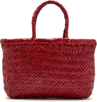 Dragon Diffusion Mini Flat Gora Woven Leather top Handle bag - Red - One Size
