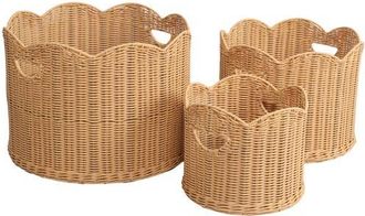 Happimess Maris Resin/Metal Scalloped Edge Nesting Storage Baskets with Handles in Natural at Nordstrom