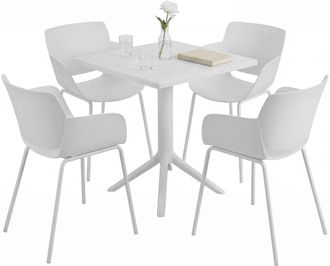 Clp Conjunto De Muebles De Jardin Norva Con 4 Sillas Blanco