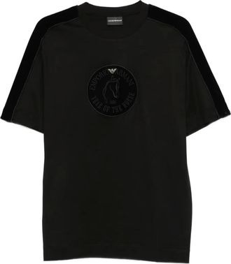 Emporio Armani T-shirt con inserto in velluto - Nero