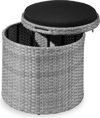 Best Choice Products Round Wicker Ottoman w/Storage
