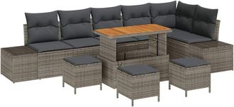 vidaXL Vidaxl - Conjunto De Sof&aacute; De Jard&iacute;n 9 Pcs Gris Claro, Gris Oscuro