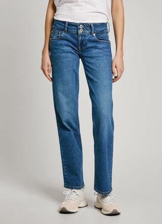 Pepe Jeans London Gerade Jeans PEPE JEANS STRAIGHT JEANS LW, Damen, Gr. 27, L&auml;nge 32, blau (schwarz comfort stretch), Denim/Jeans, Obermaterial: 99% Baumwolle, 1% Elast