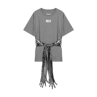 Maison Margiela T-Shirts, female, Gray, Size: L MM6 Maison Margiela T-shirts and Polos