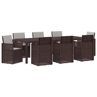 vidaXL Conjunto De Comedor De Jard&iacute;n 9 Uds. Marr&oacute;n Y Gris Claro Pp Vidaxl