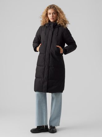 Vero Moda Steppmantel VERO MODA VMMARGARET LONG COAT GA NOOS, Damen, Gr. L, schwarz, Steppware, Obermaterial: 100% Polyester, unifarben, kniebedeckend, M&auml;ntel S