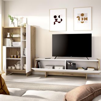 Dmora Conjunto De Muebles Para Sala Walla, Cajones, Modular, 5 Estantes, Blanco