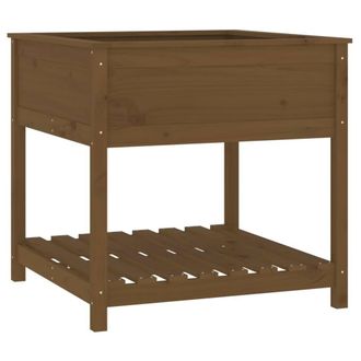 Berkfield Home Planter with Shelf Honey Brown 82.5x82.5x81 cm Solid Wood Pine