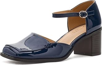 Journee Collection Evangeline High Womens Heels Patent/Navy : 7.5 M, Synthetic