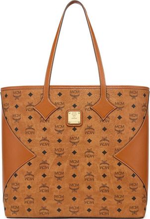 MCM Large Dia Shopper in Visetos Leather Mix in Cognac at Nordstrom