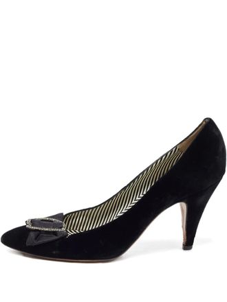 Moschino 95mm velvet bow-detail pumps - Black