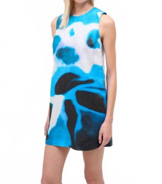 Staud Brea Linen Dress In Blue Haze