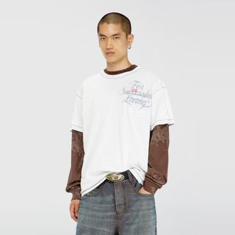 Diesel T-shirt with chest pocket and graphic print - T-Shirts - Man - White