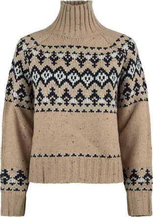MC2 Saint Barth Myra Donegal Sweater In Beige Wool Blend With Fair Isle Jacquard