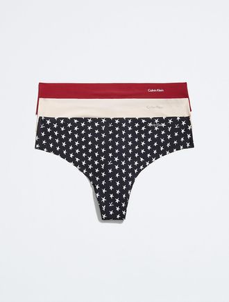 Calvin Klein Womens Invisibles 3-Pack Thong - Multi - XS