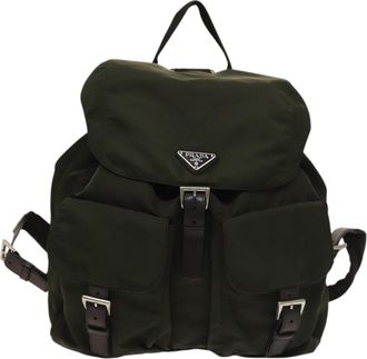 Prada Tessuto Khaki Nylon Backpack Bag (Pre-Owned)