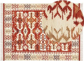 Beliani Beliani - Boho Area Rug Kilim Handmade 160 x 230 cm Wool with Tassels Multicolour Voskevaz