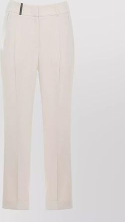 PESERICO straight trousers belt loops pleats elastic waistband