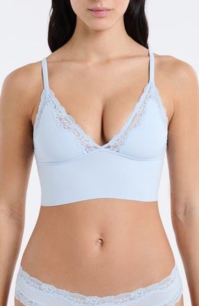 Etam Lace Trim Triangle Longline Bralette in Azure Blue at Nordstrom, Size X-Small
