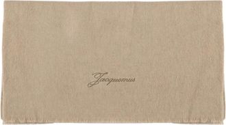 Jacquemus Beige Wol Kasjmier Sjaal met Franje - Heren - Wintersjaals - Beige - ONE Size - Wol - Accessoires