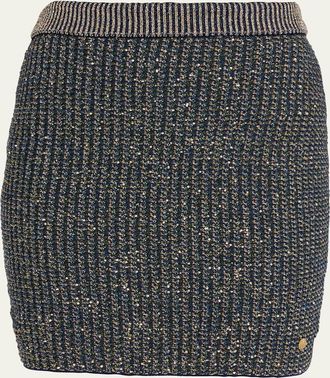 Balmain Glittered Tweed Mini Pencil Skirt