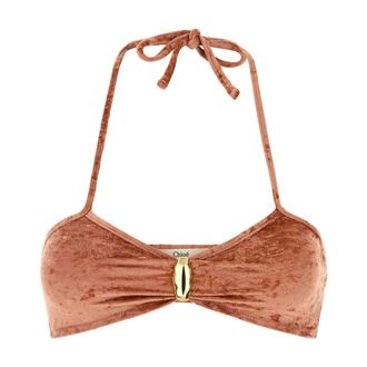 Chlo&eacute; Bikinis, female, Orange, Size: XS Metal-detailed Bikini Top