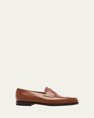 John Lobb Mens Lopez Leather-Sole Penny Loafers