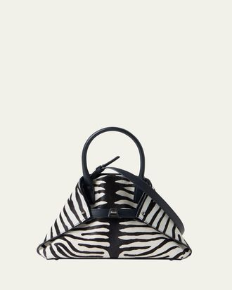Akris Ai Small Zebra-Print Top-Handle Tote Bag