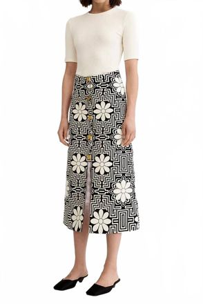 Smythe A-Line Midi Skirt In Black Graphic