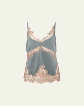 L'agence Mitsu Lace-Trim Satin Camisole