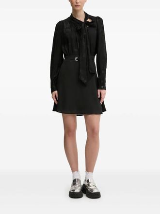 HUGO BOSS Blouse met vlinderpatroon en gestrikte hals - Zwart