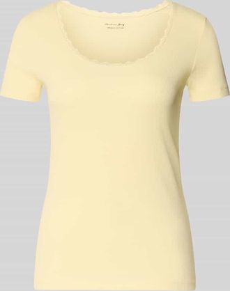 Christian Berg Pyjama-Oberteil mit Spitzenbesatz in Hellgelb, Gr&ouml;&szlig;e XXL