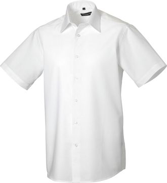 Russell Athletic Russell Collection Heren Getailleerde Formele Overhemd met Korte Mouwen (Wit)