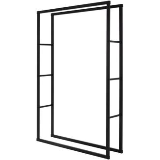 ML Design Estanteria Met&aacute;lica Para Le&ntilde;a 100 X 150 X 25 Cm Soporte Organizador De Madera Para Interior O Exterior, Le&ntilde;ero Negro Moderno Junto A Chimenea / Fogata