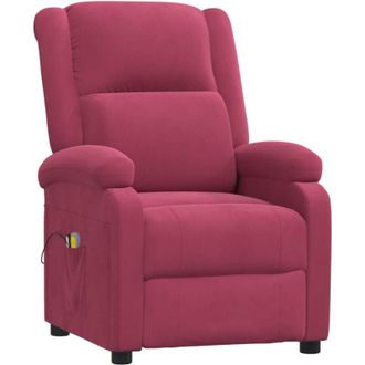 vidaXL Sill&oacute;n De Masaje El&eacute;ctrico Terciopelo Rojo Tinto Vidaxl