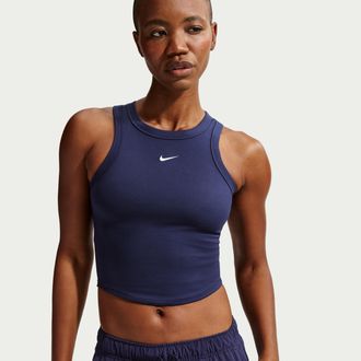 Nike Womens One Fitted Dri-FIT Cropped Tank Top in Blue | FN2806-413