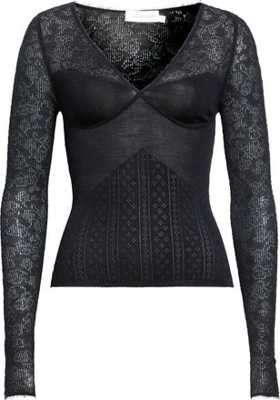 Zimmermann Wool Blend Pointelle Lace Sweater in Black at Nordstrom, Size 2