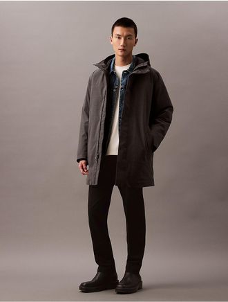 Calvin Klein Mens Tech Wool Blend Puffer Jacket - Grey - XS