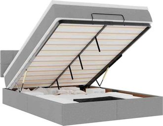 vidaXL Estructura Cama Otomana Colch&oacute;n Tela Gris Claro 140x200cm Vidaxl