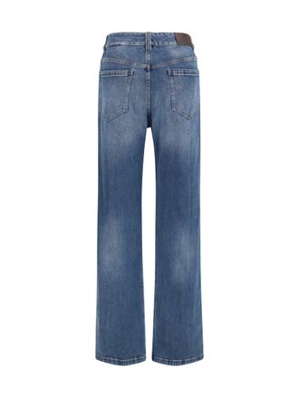Brunello Cucinelli Womens Cotton Denim Pants Essential Dark Blue Cotton; Elastane Jean
