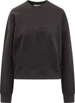 Chiara Ferragni Strass Sweatshirt - Dames - Sweatshirts - Zwart - XS - Katoen - Hoodies & sweatvesten