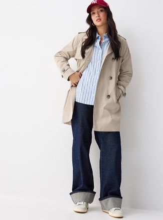 Only Womens Belted double-breasted trench coat