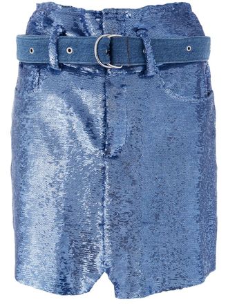 Iro Natou sequinned skirt - women - Rayon/Spandex/Elastane/Cotton - 38 - Blue