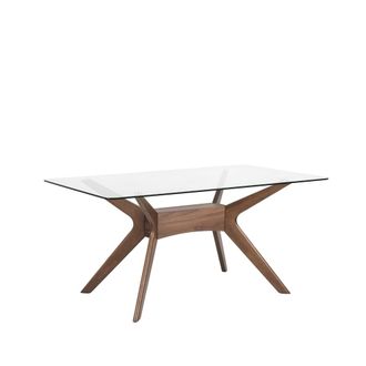 Koketto Home Mesa de comedor 140 con tablero de vidrio y patas de nogal