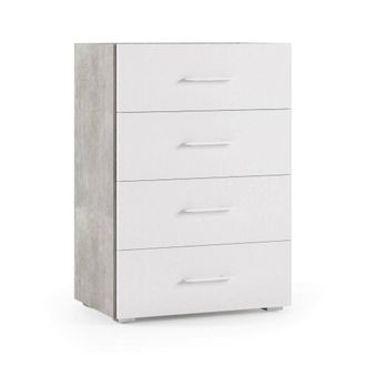 Dmora Cajones Primula, Cajonera Con 4 Cajones Para Dormitorio, Mueble Multiusos Para Oficina O Estudio, Cm 60x41h87, Cemento Y Blanco, Con Embalaje Reforzad