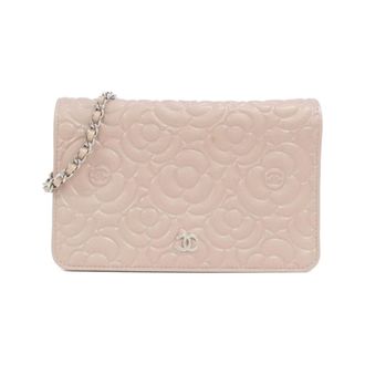 Chanel Pink Leather Satin Chain/Shoulder Wallet (Pre-Owned)